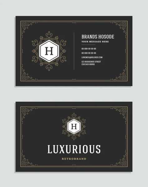 Vintage sieraad stijl en luxe logo vector sjabloon voor visitekaartjes. — Stockvector