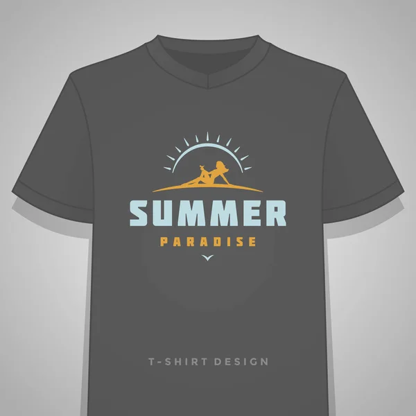 Sommerferien Typografie T-Shirt Druck Grafik Vorlage Vektor Illustration. — Stockvektor