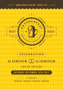 Oktoberfest bira Festivali kutlama retro tipografi poster