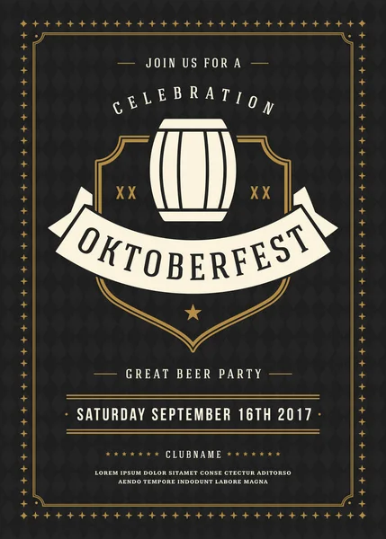 Oktoberfest festival de la bière célébration rétro typographie affiche — Image vectorielle