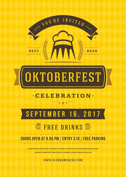Oktoberfest Bierfest Feier Retro Typografie Plakat — Stockvektor