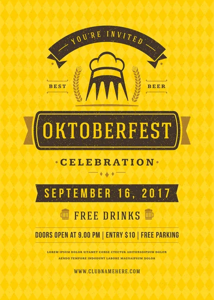 Oktoberfest bira Festivali kutlama retro tipografi poster — Stok Vektör