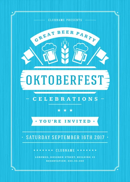 Oktoberfest bira Festivali kutlama retro tipografi poster