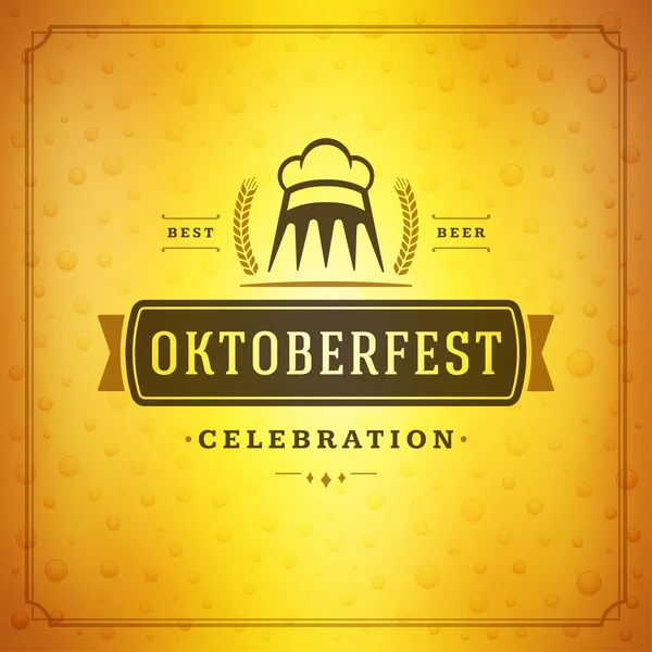 Μπύρας Oktoberfest γιορτή Φεστιβάλ vintage ευχετήρια κάρτα — Διανυσματικό Αρχείο