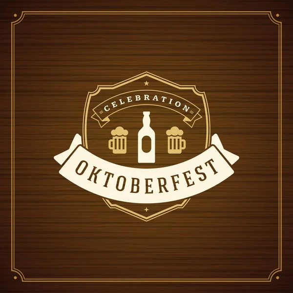 Oktoberfest sör fesztivál ünnepi vintage üdvözlőlap — Stock Vector