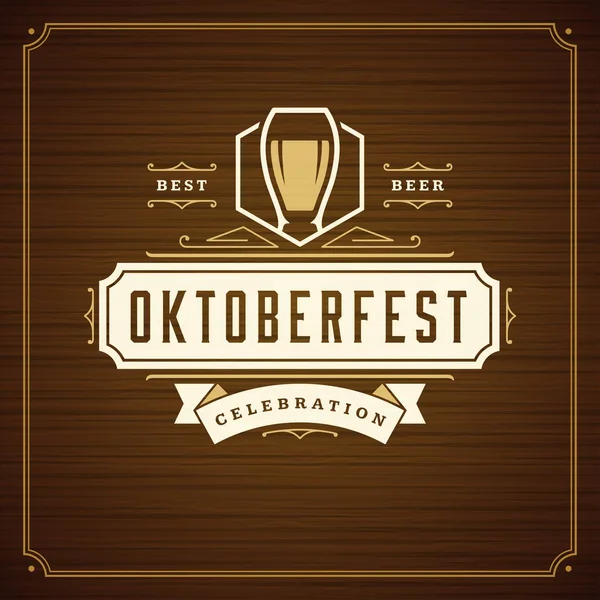 Oktoberfest fête du festival de bière carte de vœux vintage — Image vectorielle