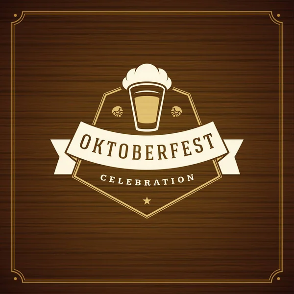 Oktoberfest piwo festiwal święto rocznika kartkę z życzeniami — Wektor stockowy