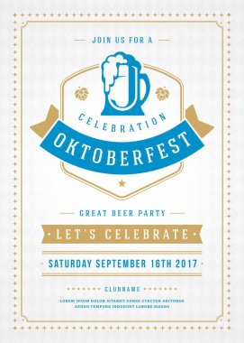 Oktoberfest bira Festivali kutlama retro tipografi poster veya el ilanı
