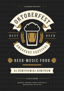 Oktoberfest bira Festivali kutlama retro tipografi poster
