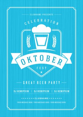 Oktoberfest bira Festivali kutlama retro tipografi poster