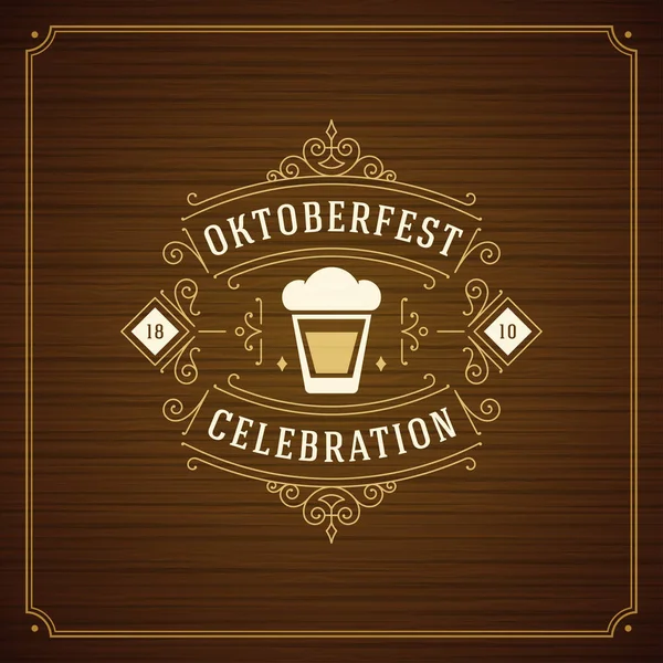 Oktoberfest piwo festiwal święto rocznika kartkę z życzeniami lub plakat — Wektor stockowy