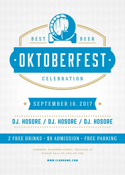 Oktoberfest bira Festivali kutlama retro tipografi poster