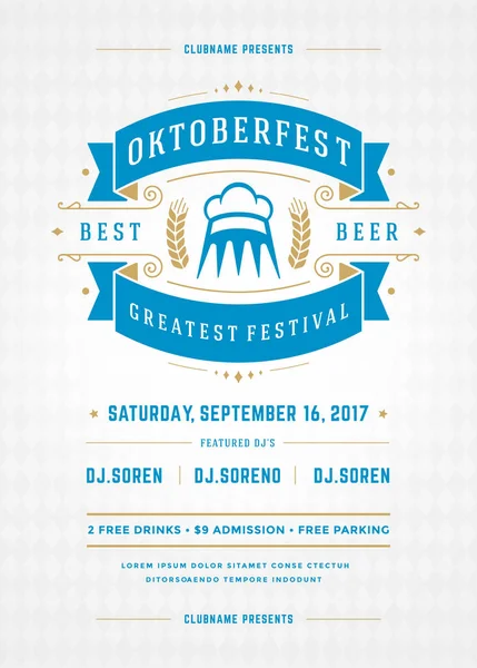 Oktoberfest bira Festivali kutlama retro tipografi poster