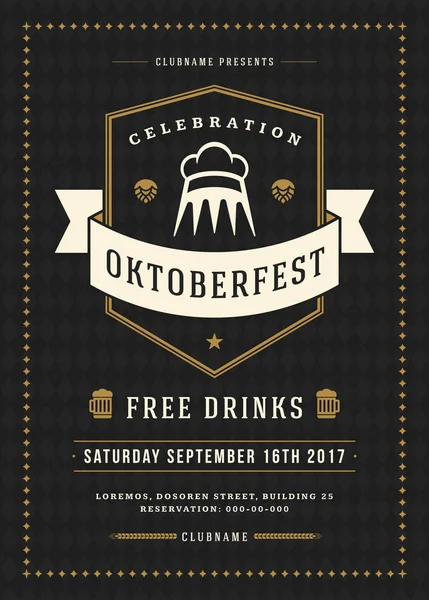 Oktoberfest bira Festivali kutlama retro tipografi poster