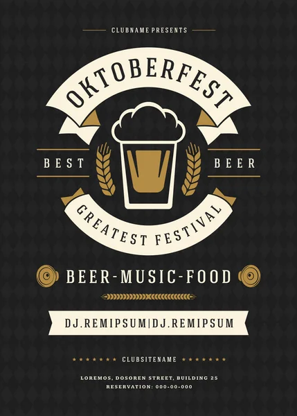 Oktoberfest bira Festivali kutlama retro tipografi poster