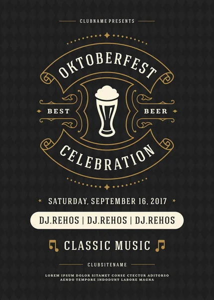 Oktoberfest bira Festivali kutlama retro tipografi poster