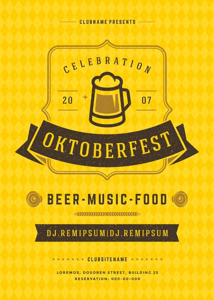 Oktoberfest festival della birra celebrazione retro tipografia poster — Vettoriale Stock