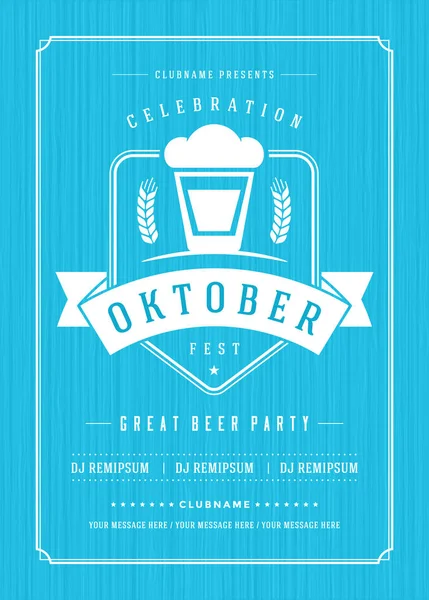 Oktoberfest festival de la cerveza celebración retro tipografía cartel — Vector de stock