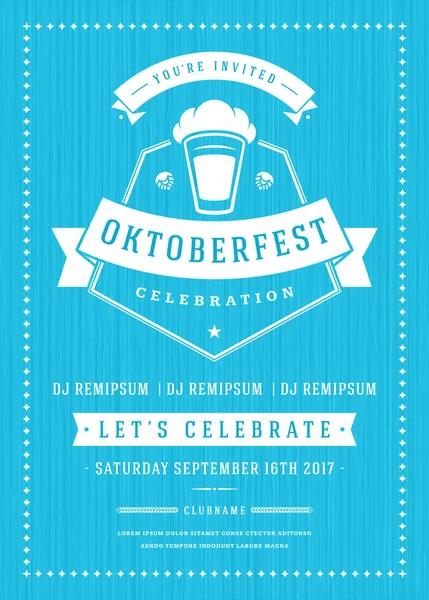 Poster tipografi perayaan festival bir Oktoberfest - Stok Vektor