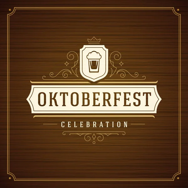 Μπύρας Oktoberfest γιορτή Φεστιβάλ vintage ευχετήρια κάρτα ή αφίσα — Διανυσματικό Αρχείο