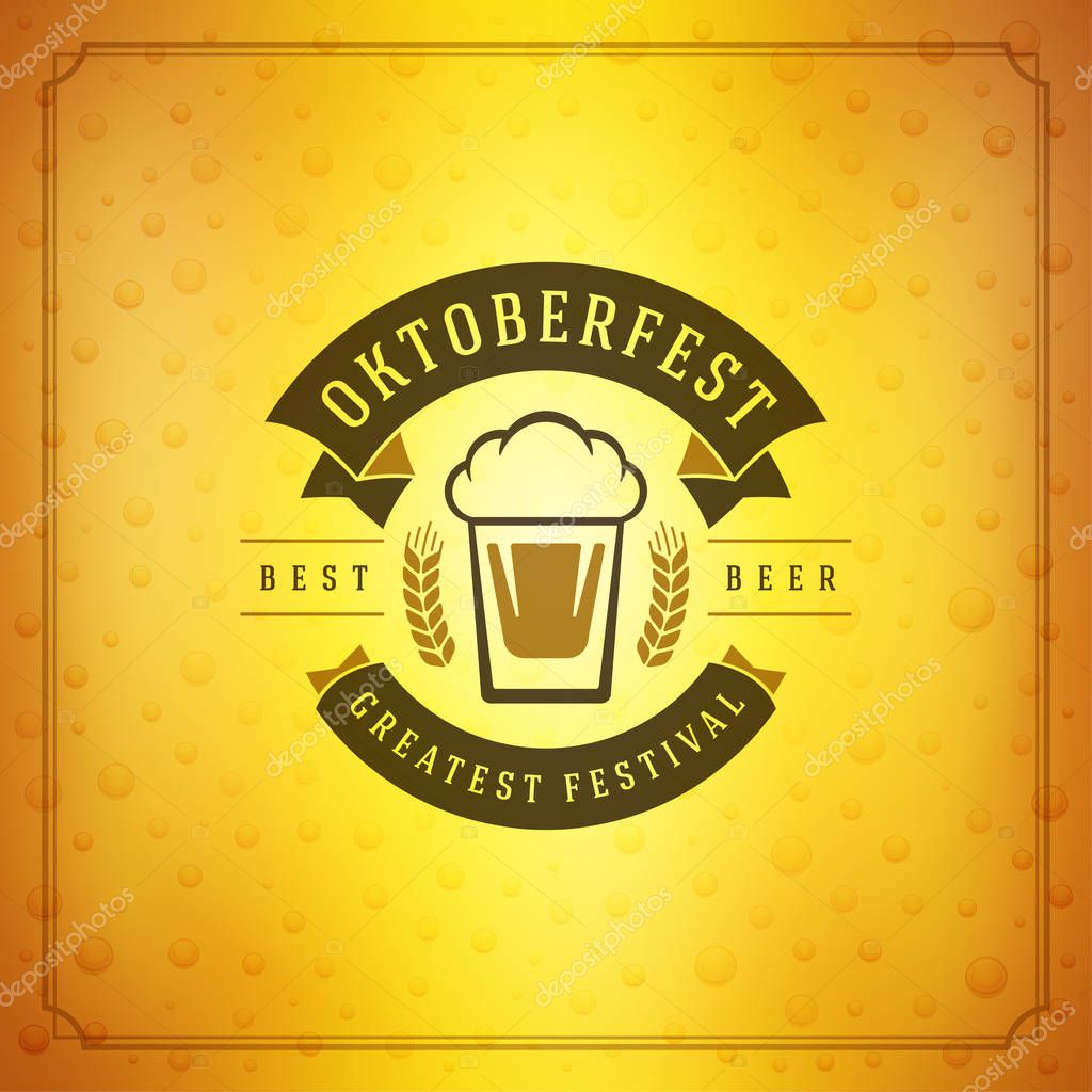 Oktoberfest beer festival celebration vintage greeting card or poster and beer background vector illustration.
