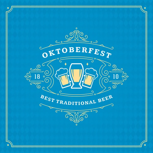 Oktoberfest bira Festivali kutlama vintage tebrik kartı veya poster