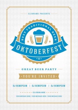 Oktoberfest bira Festivali kutlama retro tipografi poster veya el ilanı