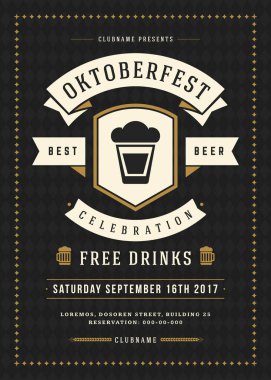 Oktoberfest bira Festivali kutlama retro tipografi poster veya el ilanı