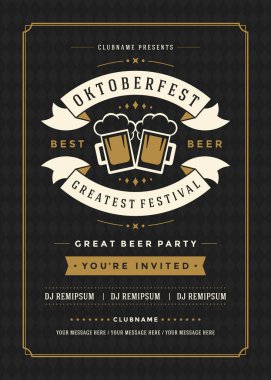 Oktoberfest bira Festivali kutlama retro tipografi poster veya el ilanı