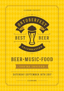Oktoberfest bira Festivali kutlama retro tipografi poster veya el ilanı