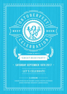 Oktoberfest bira Festivali kutlama retro tipografi poster veya el ilanı