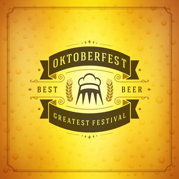 Oktoberfest sör fesztivál ünnepi vintage üdvözlőlap vagy poszter — Stock Vector