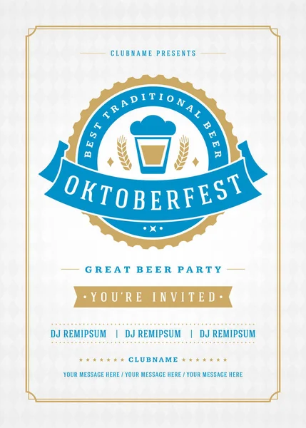 Festival de la cerveza Oktoberfest celebración tipografía retro cartel o folleto — Vector de stock