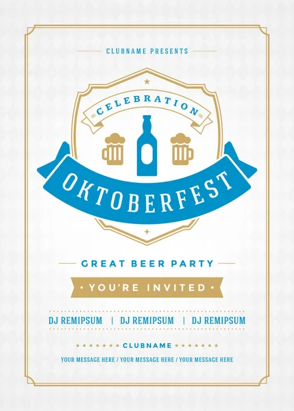 Oktoberfest festival de cerveja celebração retro tipografia cartaz ou panfleto — Vetor de Stock