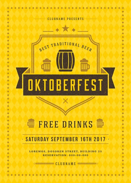 Oktoberfest Bierfest Feier Retro-Typografie Plakat oder Flyer — Stockvektor