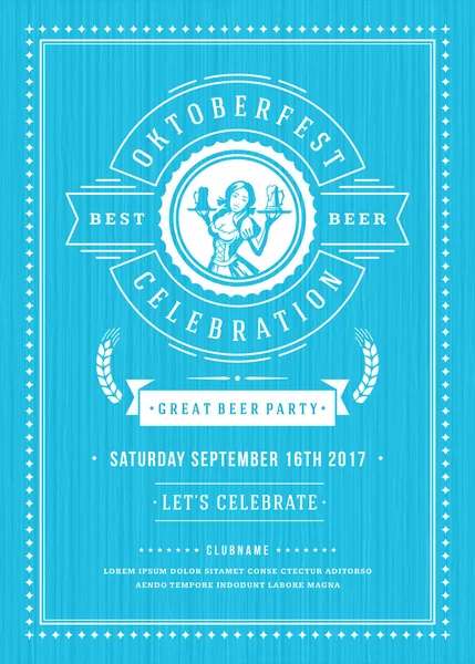 Oktoberfest öl festival fest retro typografi affisch eller flyer — Stock vektor