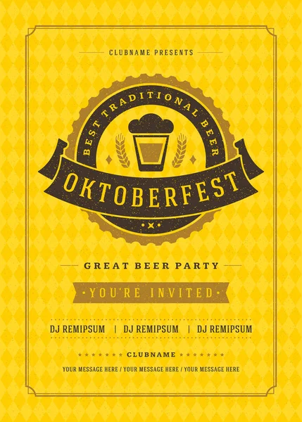 Festival de la cerveza Oktoberfest celebración tipografía retro cartel o folleto — Vector de stock