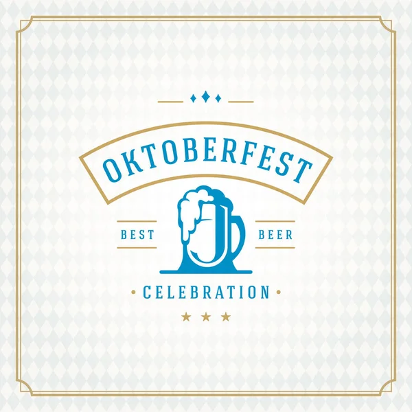 Oktoberfest festival de cerveza celebración tarjeta de felicitación vintage o cartel — Archivo Imágenes Vectoriales