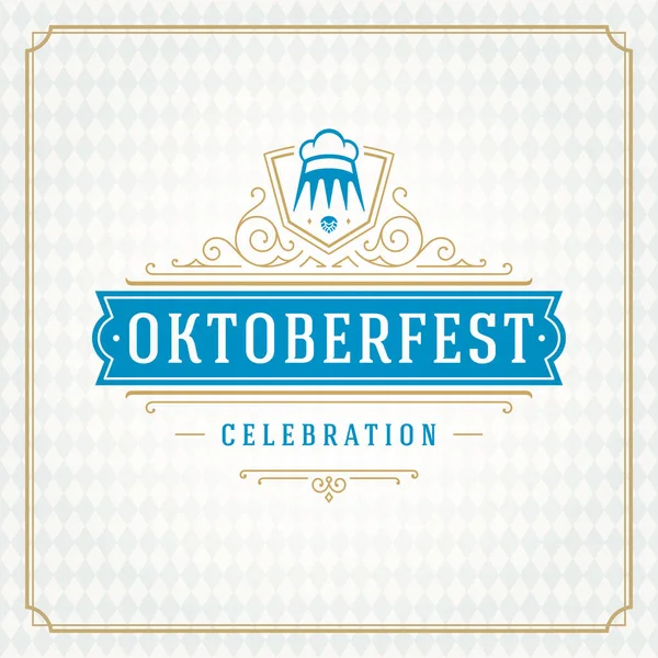 Oktoberfest piwo festiwal święto rocznika kartkę z życzeniami lub plakat — Wektor stockowy