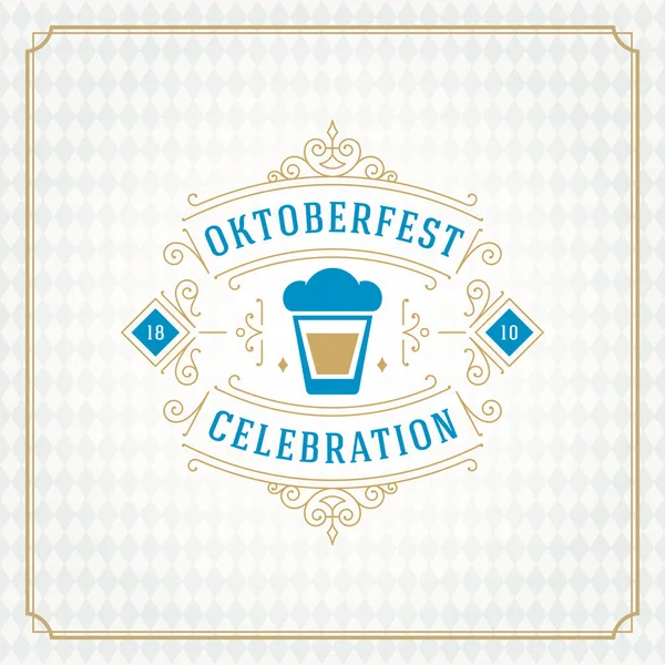 Μπύρας Oktoberfest γιορτή Φεστιβάλ vintage ευχετήρια κάρτα ή αφίσα — Διανυσματικό Αρχείο