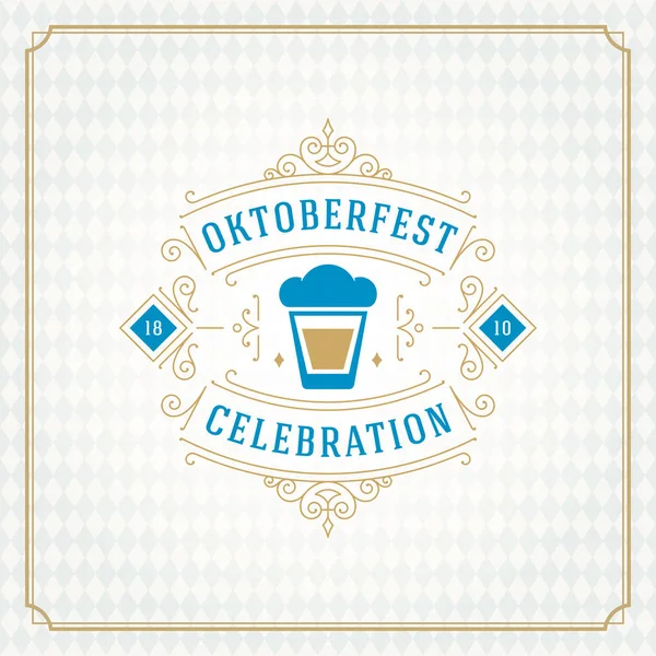 Oktoberfest bira Festivali kutlama vintage tebrik kartı veya poster