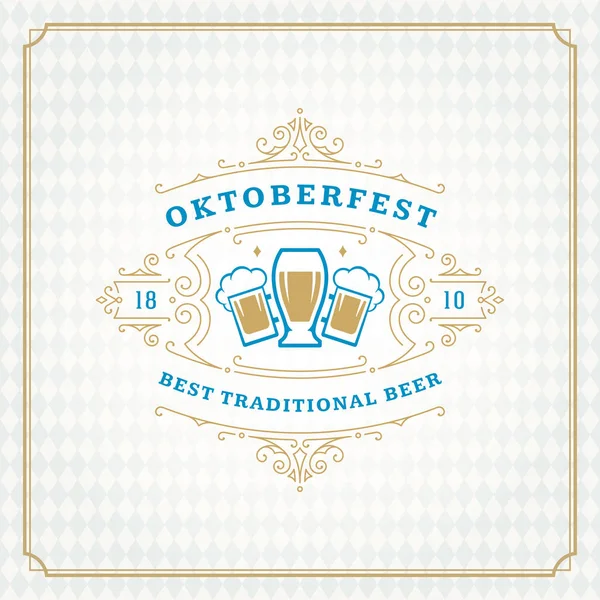Μπύρας Oktoberfest γιορτή Φεστιβάλ vintage ευχετήρια κάρτα ή αφίσα — Διανυσματικό Αρχείο