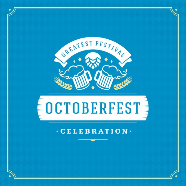 Oktoberfest bira Festivali kutlama vintage tebrik kartı veya poster