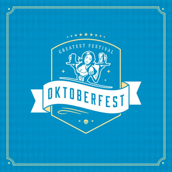 Oktoberfest bira Festivali kutlama vintage tebrik kartı veya poster
