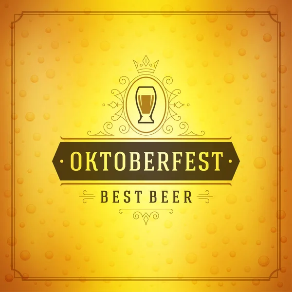 Oktoberfest sör fesztivál ünnepi vintage üdvözlőlap vagy poszter — Stock Vector