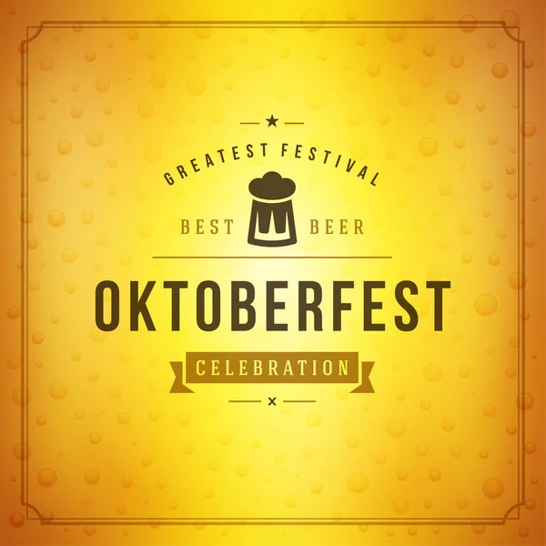 Oktoberfest fête du festival de bière carte de vœux vintage ou affiche — Image vectorielle