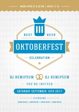 Oktoberfest bira Festivali kutlama retro tipografi poster