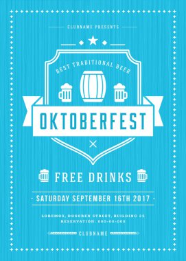 Oktoberfest bira Festivali kutlama retro tipografi poster