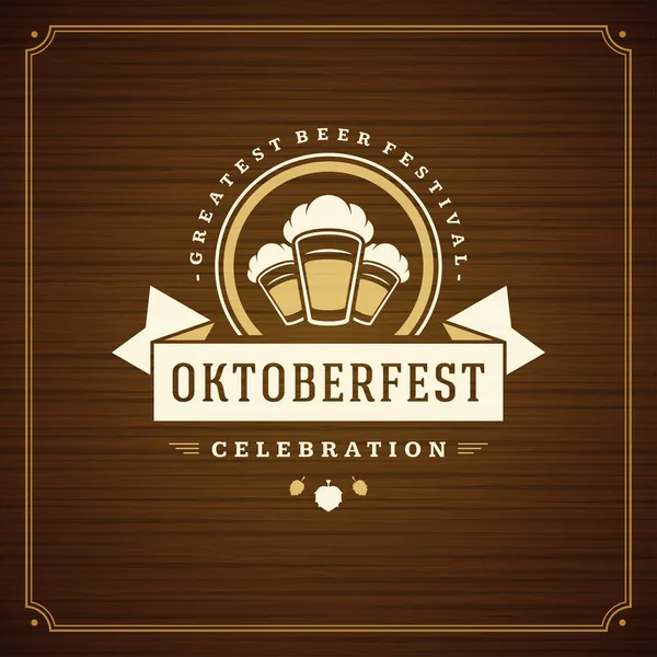 Oktoberfest fête du festival de bière carte de vœux vintage — Image vectorielle