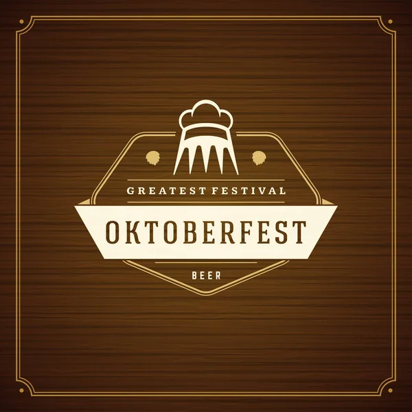 Oktoberfest beer festival celebration vintage greeting card — Stock Vector